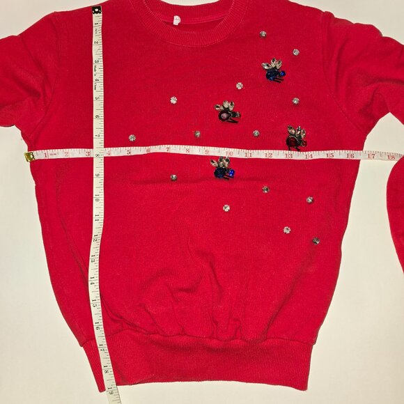 Red Kids' Sweater with Embellishments - Picture 1 of 5